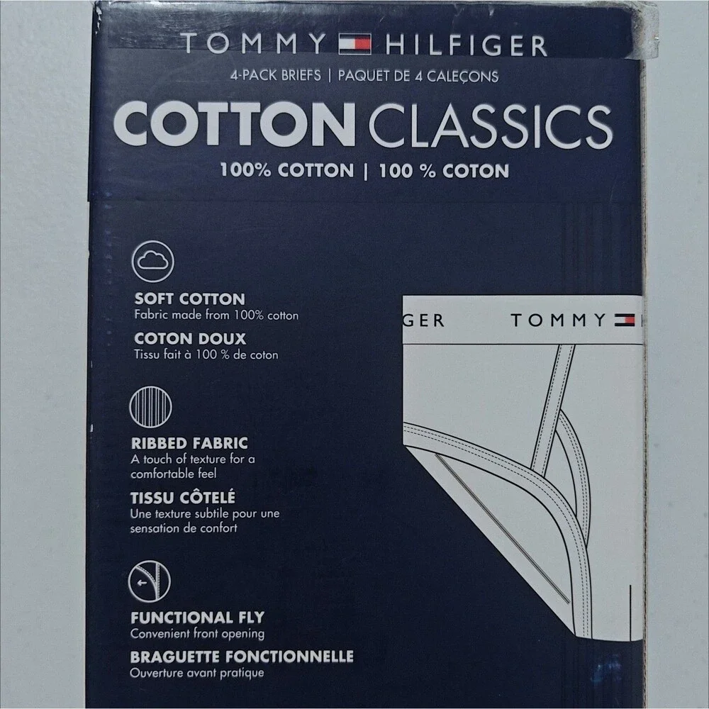 NEW Tommy Hilfiger Underwear Briefs Cotton Classics Men's L Large Black Grey NWT